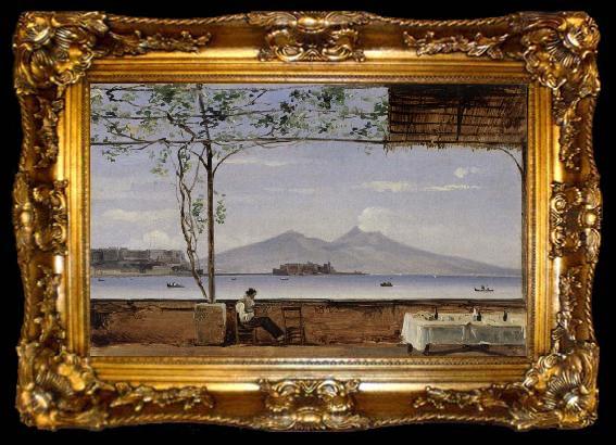 framed  Johann Jakob Ulrich Seaside Terrace near Naples, ta009-2